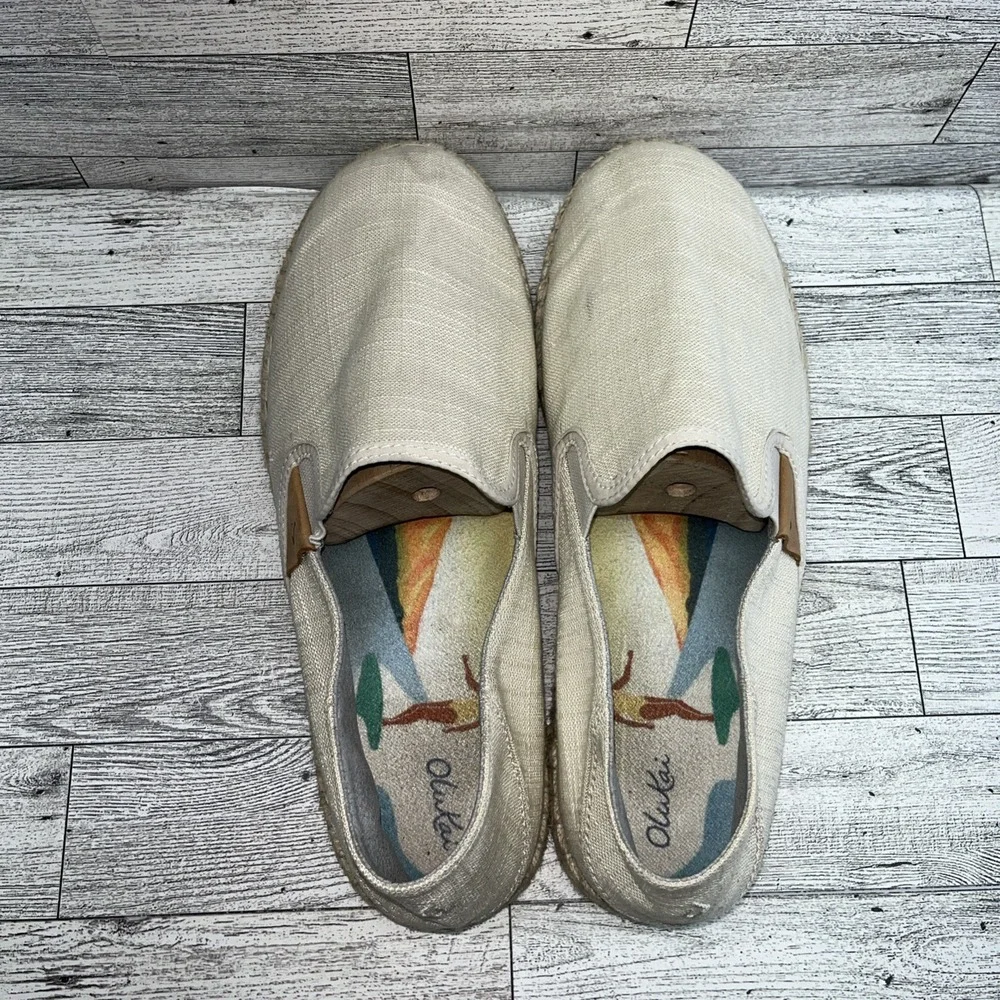 OluKai Kaula Pa'a Kapa Beige Slip On Comfort Espadrilles Loafer Shoes Women‎ 10